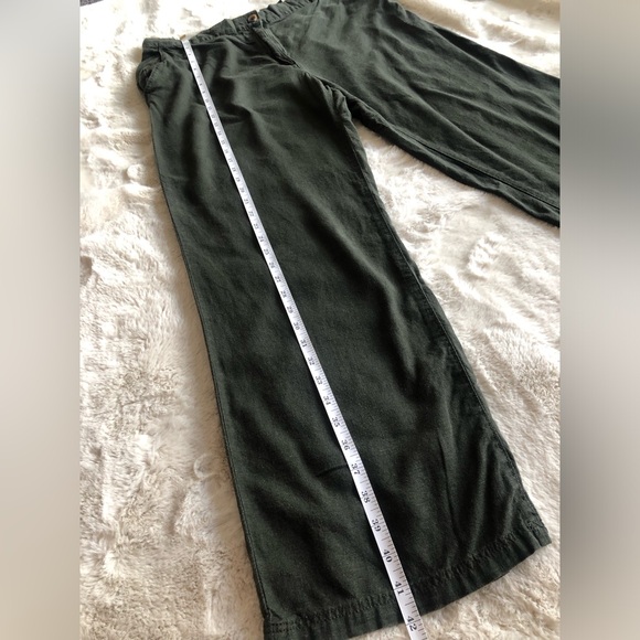 H&M LINEN-BLEND PANTS large size khaki color linen - Picture 10 of 14